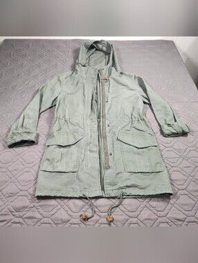 Abercrombie & Fitch Women's Hooded Utility Field Jacket Olive Green Military